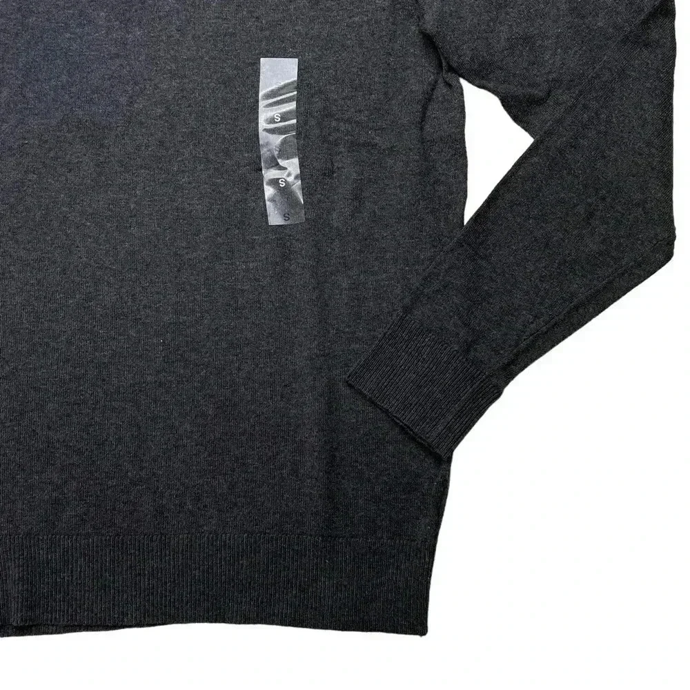 Alfani Solid Table Cotton Blend Dark Grey V-Neck Classic Fit Mens Sweater - Picture 6 of 10